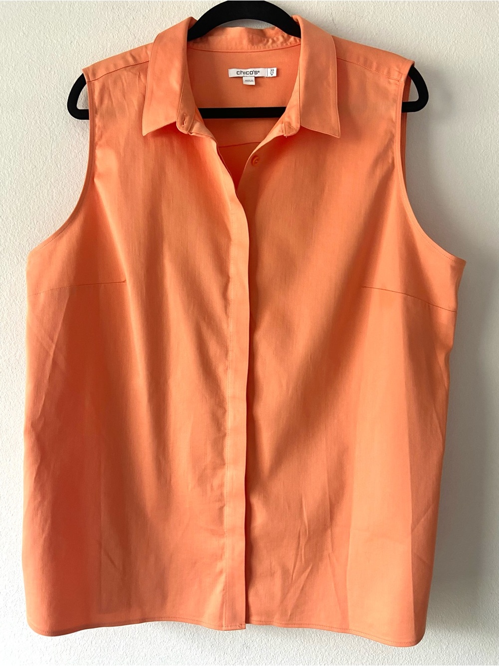 CHICO'S Peach Orange Sleeveless Button Front Blouse Top Size 3.5 (US 18)